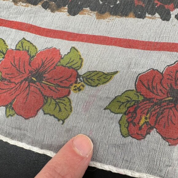 Vintage Freeport Grand Bahama Island Souvenir Scarf Shear Tropical Map Red - Picture 6 of 11